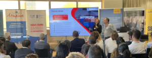 Présentation Sotecan International, transitaire lors d’un événement CCI Mayenne sur le commerce international et la logistique