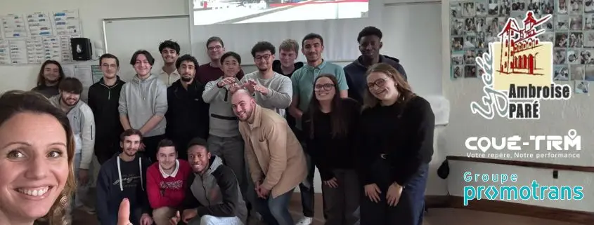 Échanges entre étudiants BTS GTLA et le Groupe Coué TRM autour des métiers du transport routier, logistique et alternance à Laval